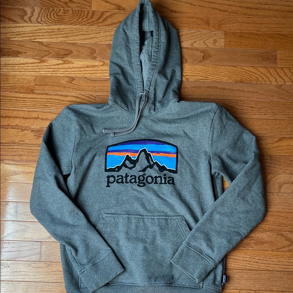 Patagonia Gray Hoodie with Logo Design